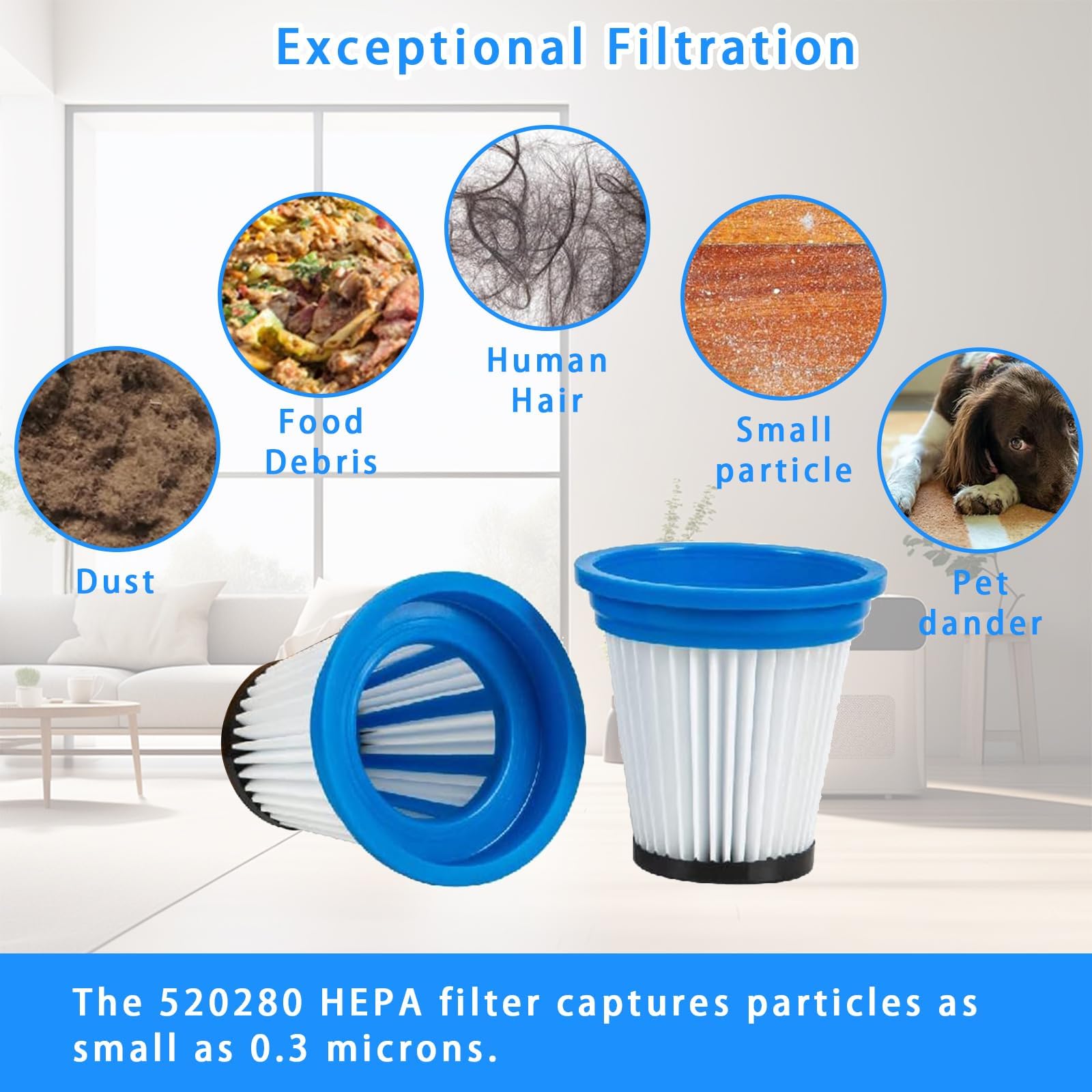 DS1020 Cordless Stick Vacuum Filters 6 Pack HEPA Replacement